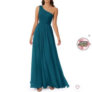 INK BLUE ONE SHOULDER FORMAL DRESS